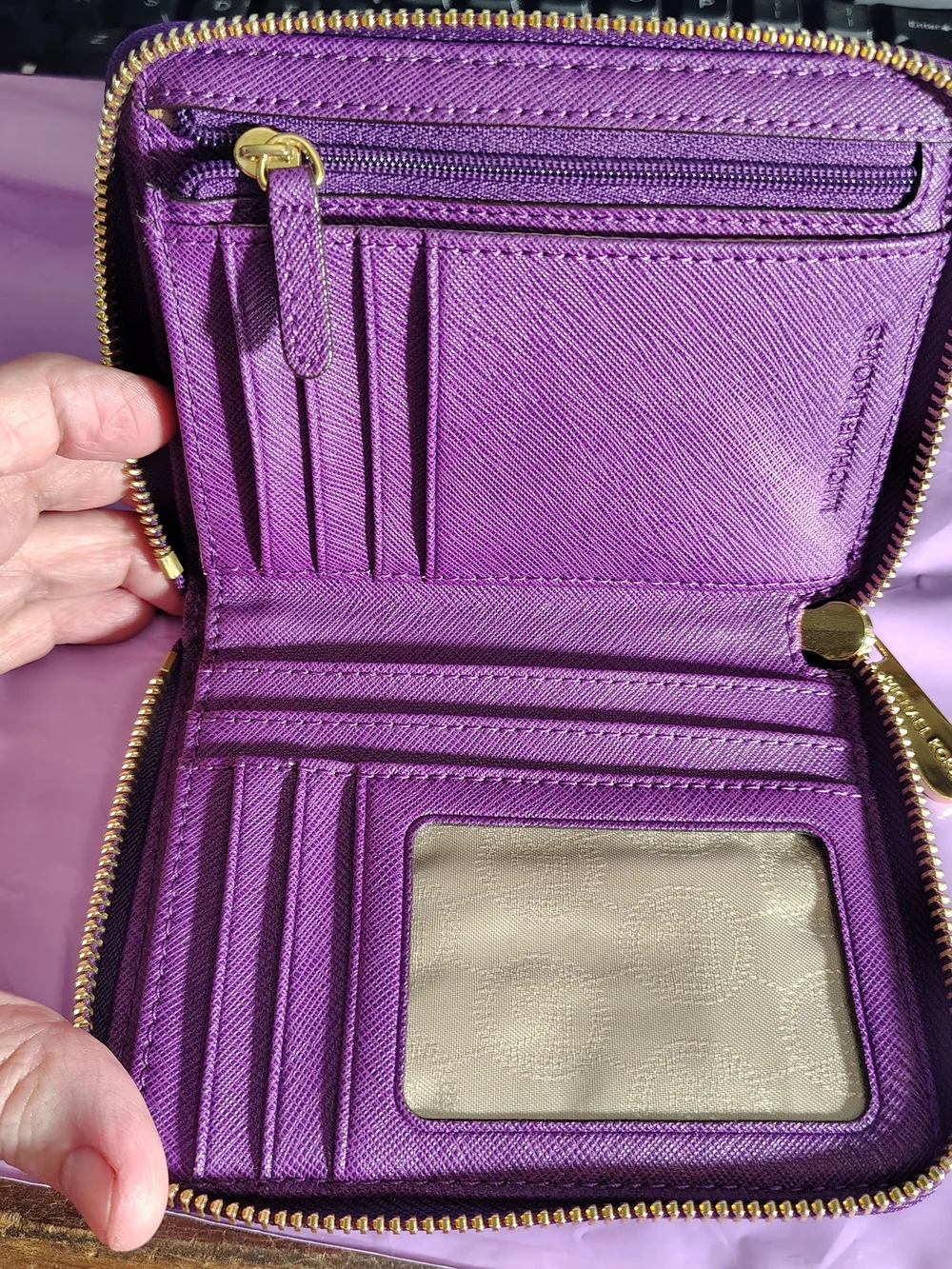 Sold Elsewhere--Michael Kors Purple Saffiano Leather Crossbody Matching Wallet